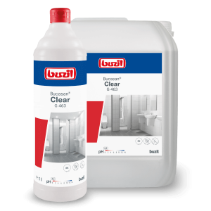 Buzil Bucasan Clear G 463 Farbstofffreier Sanitärunterhaltsreiniger mit Geruchsblocker und besonders effektiver Säurekombination