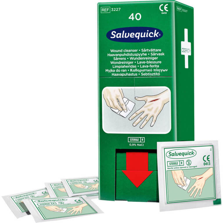 Salvequick Wundreinigungstücher, 40 Stück – sterile Reinigung mit Kochsalzlösung – Bild 2